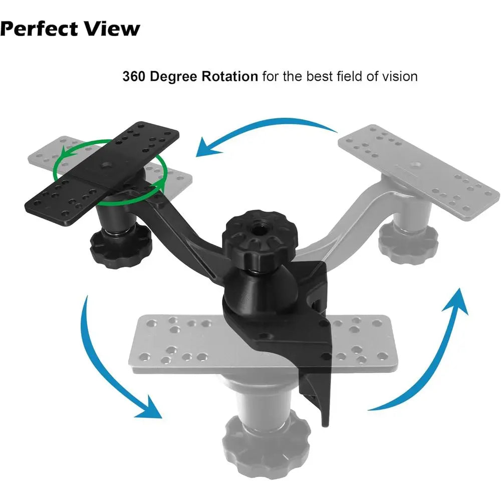Aluminium Fish Finder/Chartplotter Mount, 360° Swivel Adjustable Marine Electronic Mount with Clamp Base, Holds 5" to 12" Screen