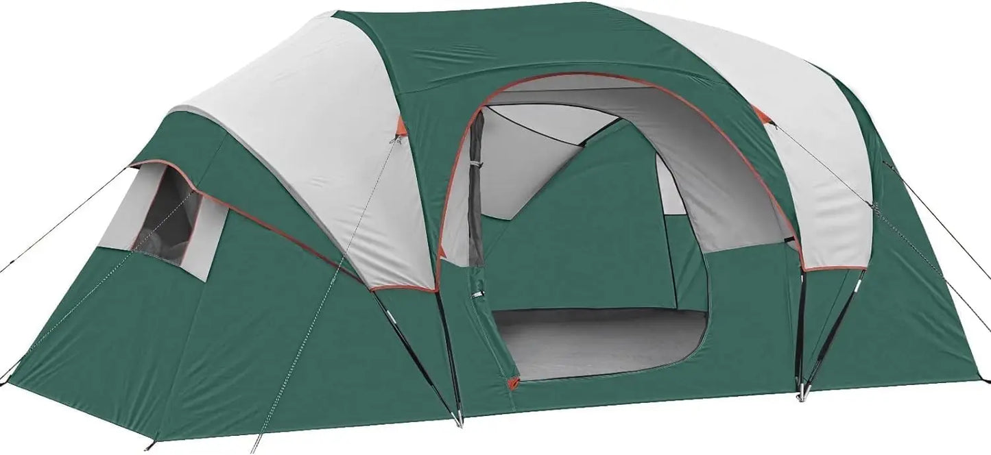 HIKERGARDEN 10 Person Camping Tent - Portable Easy Set Up Family Tent for Camp, Windproof Fabric Dome Tent Outdoor for Hiking