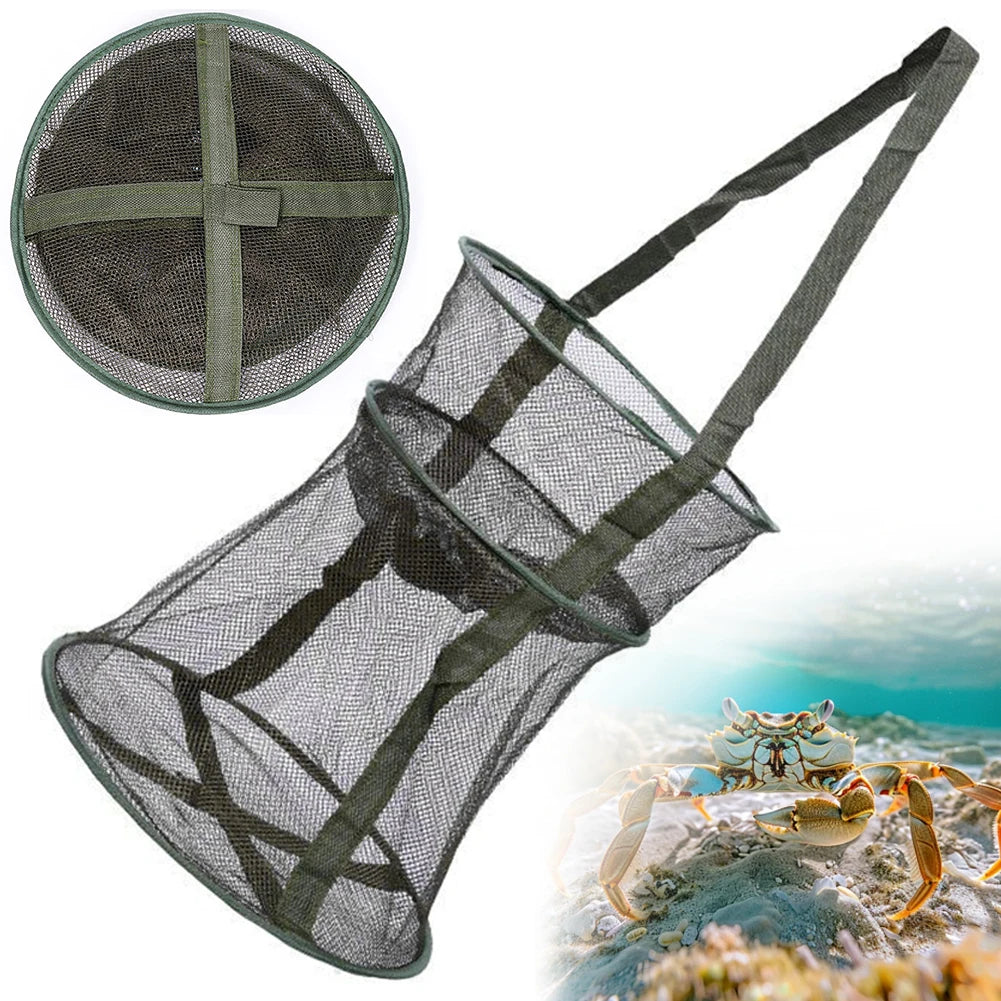 Mesh Fishing Cage Portable Fishing Net Round Folding Fish Net Foldable Landing Net Fishing Accessories
