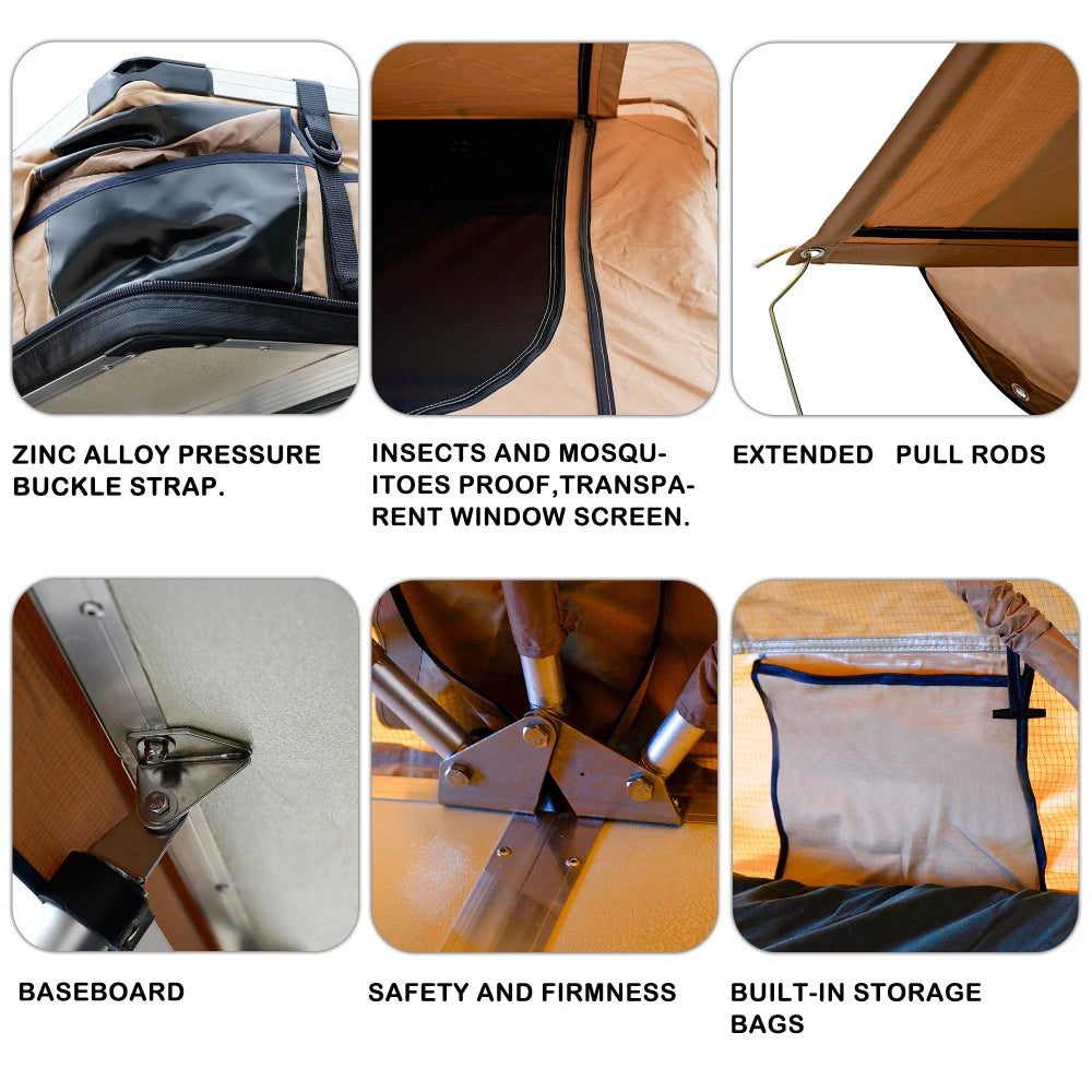 LIADUS Zinc Alloy Buckle Roof Tent Waterproof Built In Frame