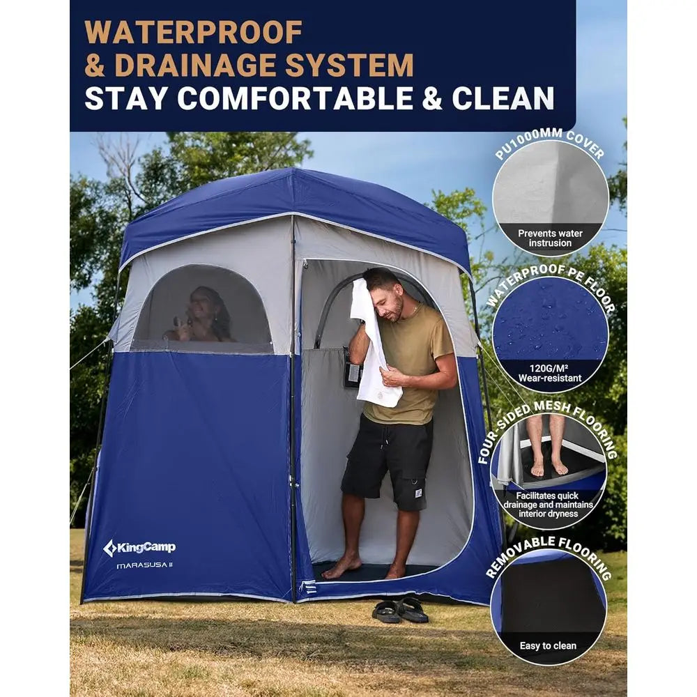 Portable Outdoor Shower Tent - Privacy Toilet & Changing Shelter, Waterproof & Windproof, Easy Setup for Camping, Hiking, Beach