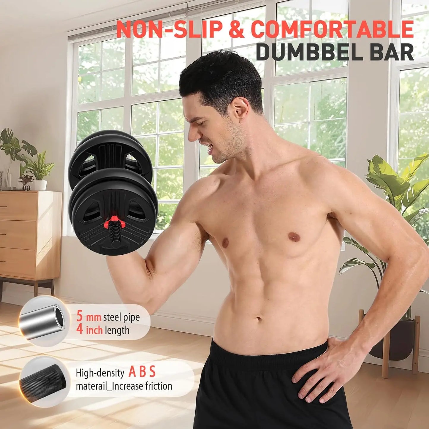 Adjustable Dumbbell Set 20-80lbs, Convertible Free Weights for Home Gym, Barbell & Kettlebell Exercises