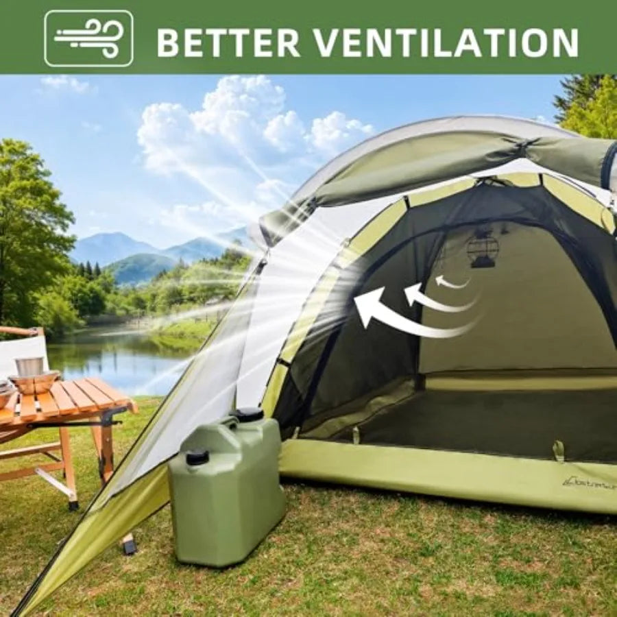 Vault Camping Tent with Porch - Waterproof 2 Person Tent for Camping Easy Setup Lightweight Two Person Shelter for Hiking Backp