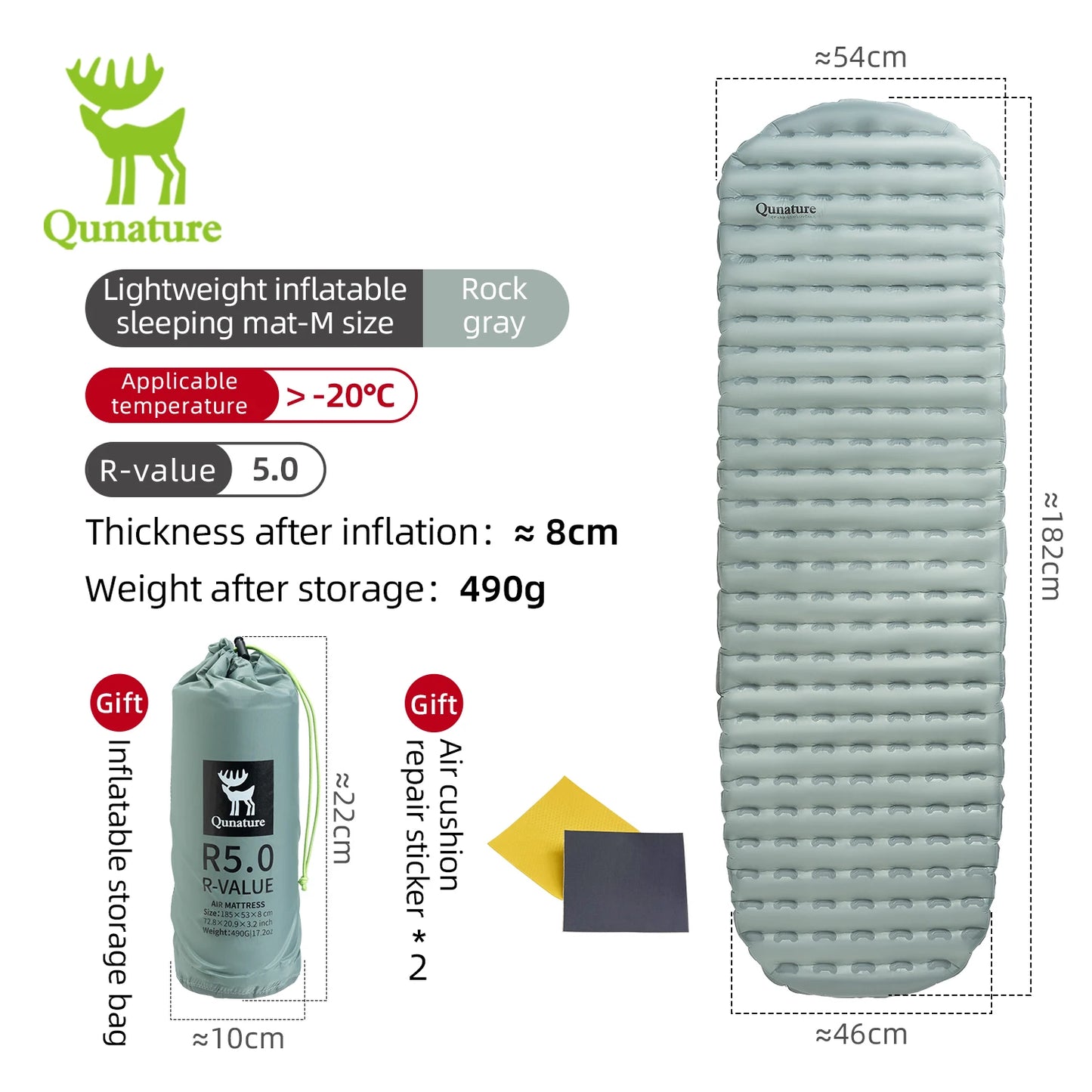Qunature Ultralight Outdoor Camping Inflatable Sleeping Pad