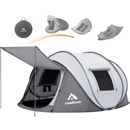 4 Person Easy Pop Up Tent Waterproof Automatic Setup with 2 Doors Instant Family Tents for Camping Hiking and Traveling in Outd