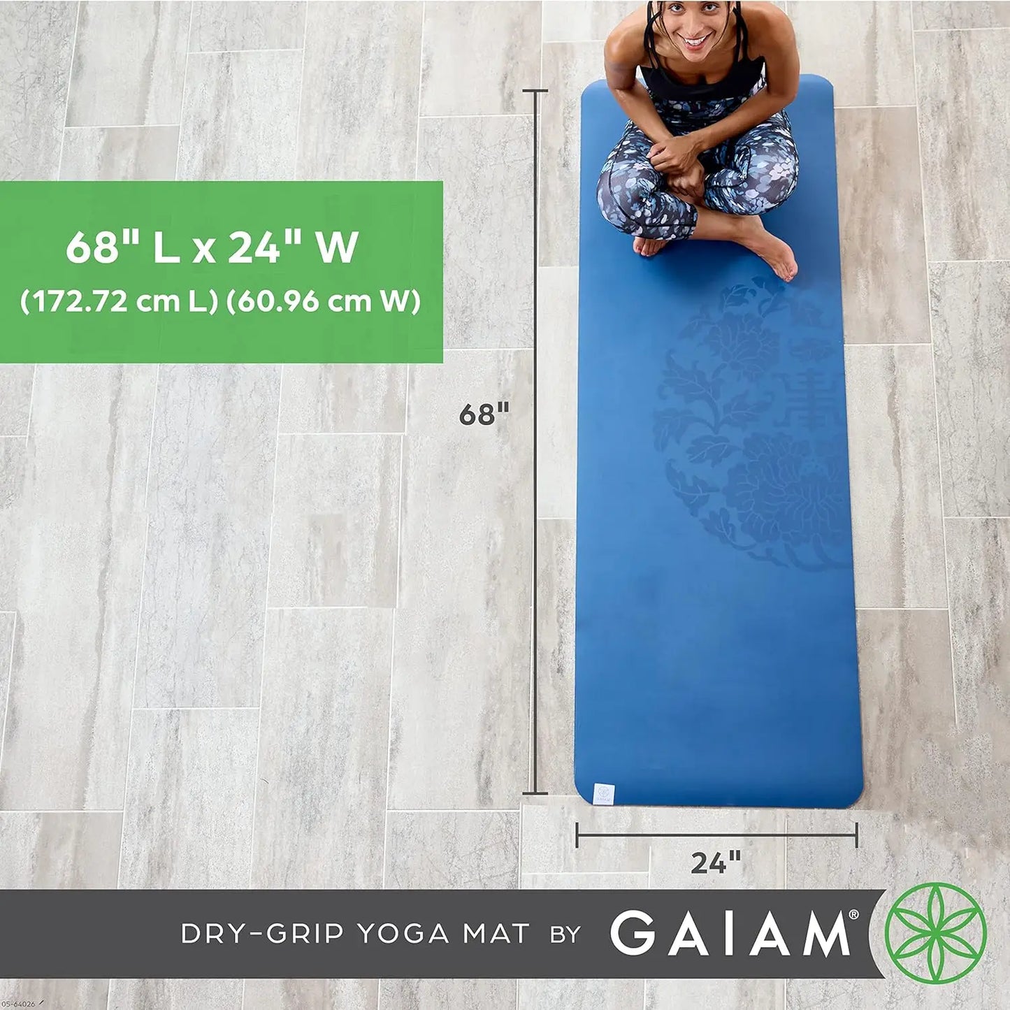 5mm Thick Non-Slip Yoga Mat for Hot Yoga, Pilates & Fitness - Cushioned Support, 68x24 Inches