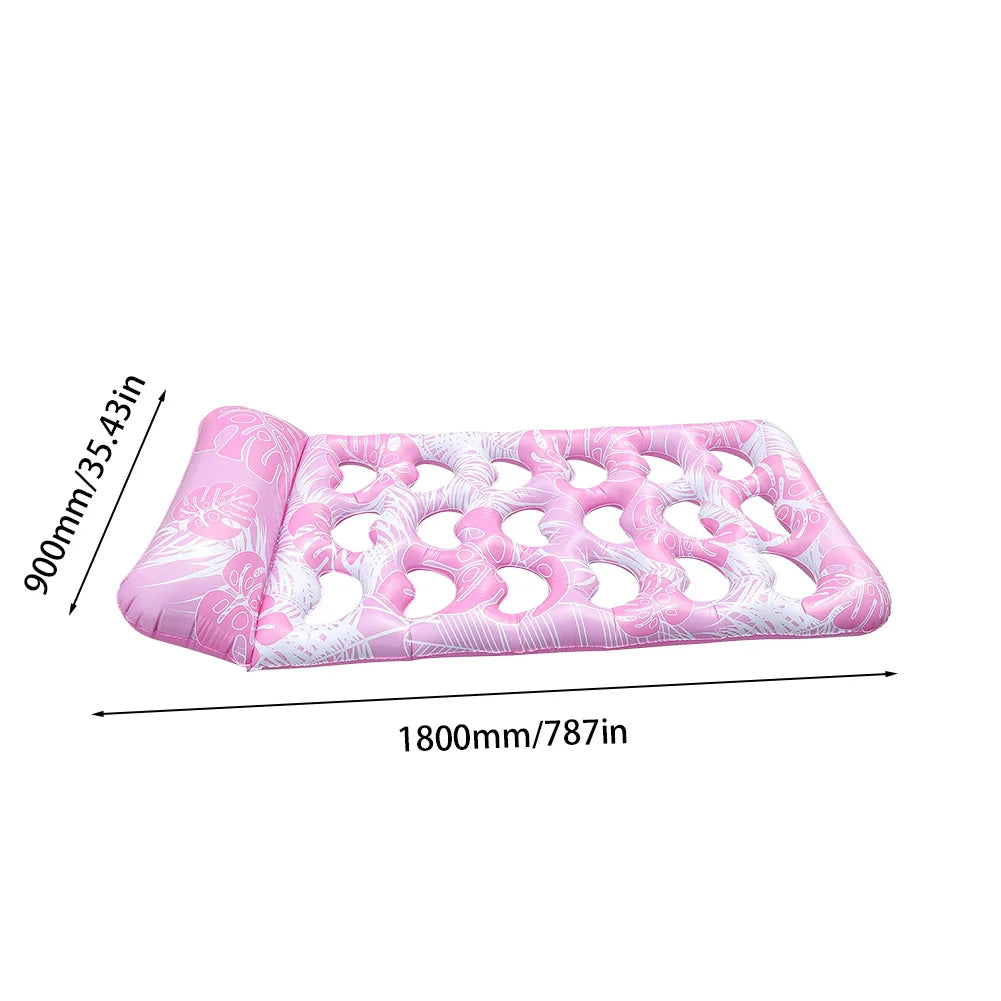 Inflatable Floating Bed with Headrest Inflatable Water Sleeping Bed Portable Swimming Pool Air Mattress for Swimming Pool Party