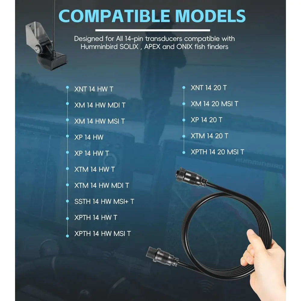 720106-1 EC M3 14W10 Transducer Extension Cable (10ft) for Humminbird APEX, SOLIX, Onix Fish Finders Sonar Cable, Compatible wit