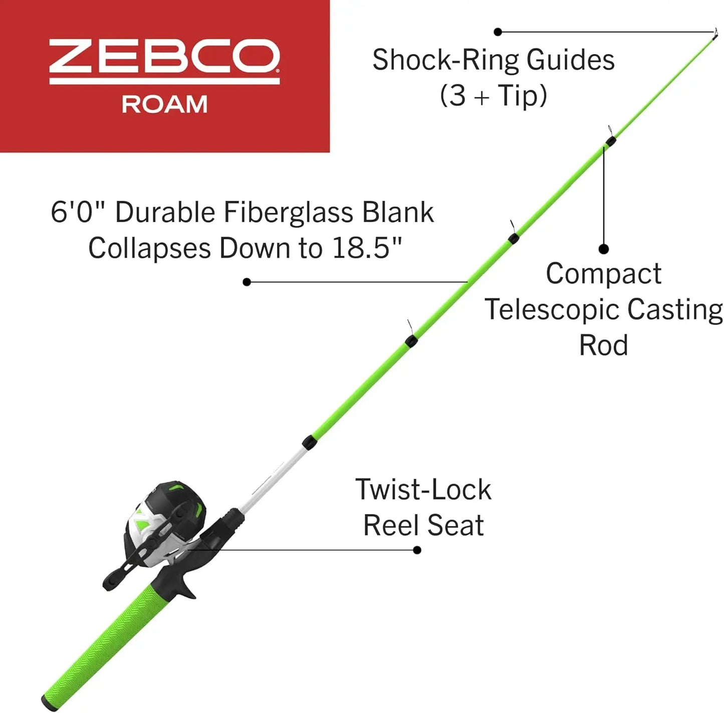 Telescopic Fishing Rod and Reel Combo, 6-Foot Fiberglass with Comfort Grip, Pre-spooled Line for Easy Use