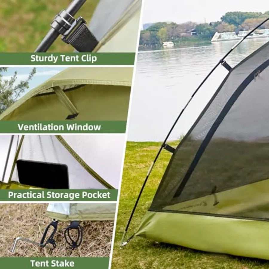 Vault Camping Tent with Porch - Waterproof 2 Person Tent for Camping Easy Setup Lightweight Two Person Shelter for Hiking Backp
