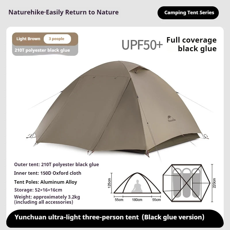 Naturehike YunChuan Camp Tent For Waterproof  Portable Tents UV50+ Lightweight Hiking Shelter Tents Outdoor Camping Triple Tents