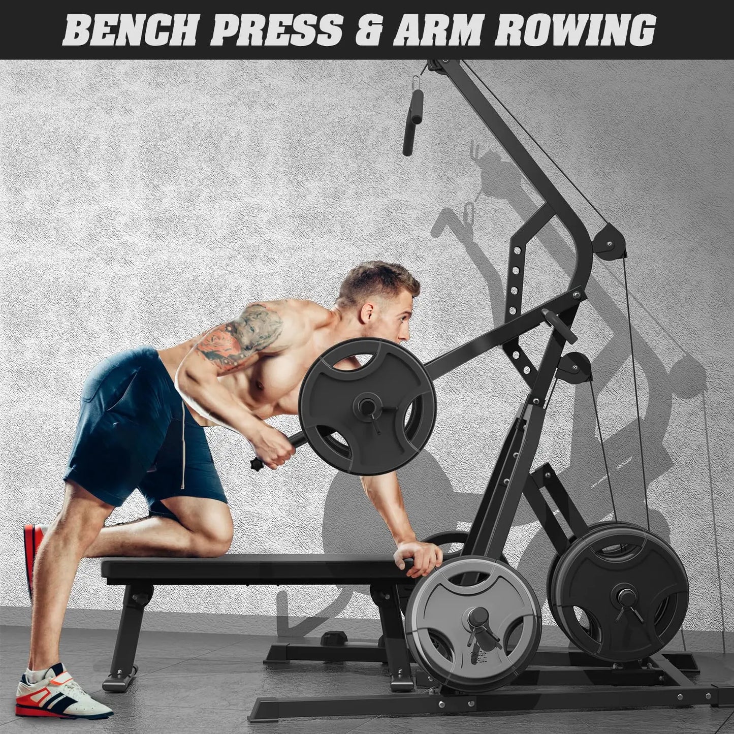 Leverage Gym Power Rack Squat Rack Lever Gym with LAT Low Row System Home Gym System Workout Station 2:1 Ratio, Customized
