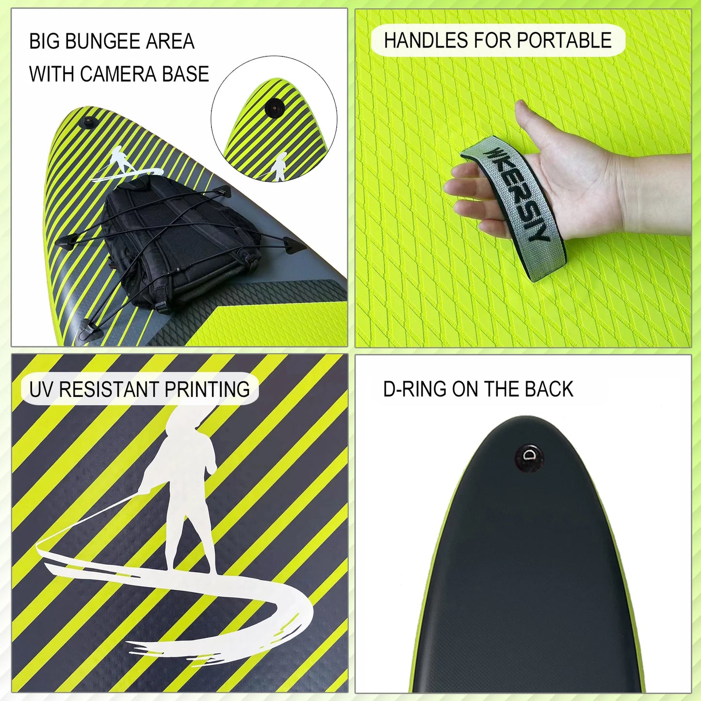 Wkersiy 11ft Inflatable Paddle Board with Camera Mount, Premium Kit-Lightweight SUP for Yoga Fishing All Levels, Multi-Color