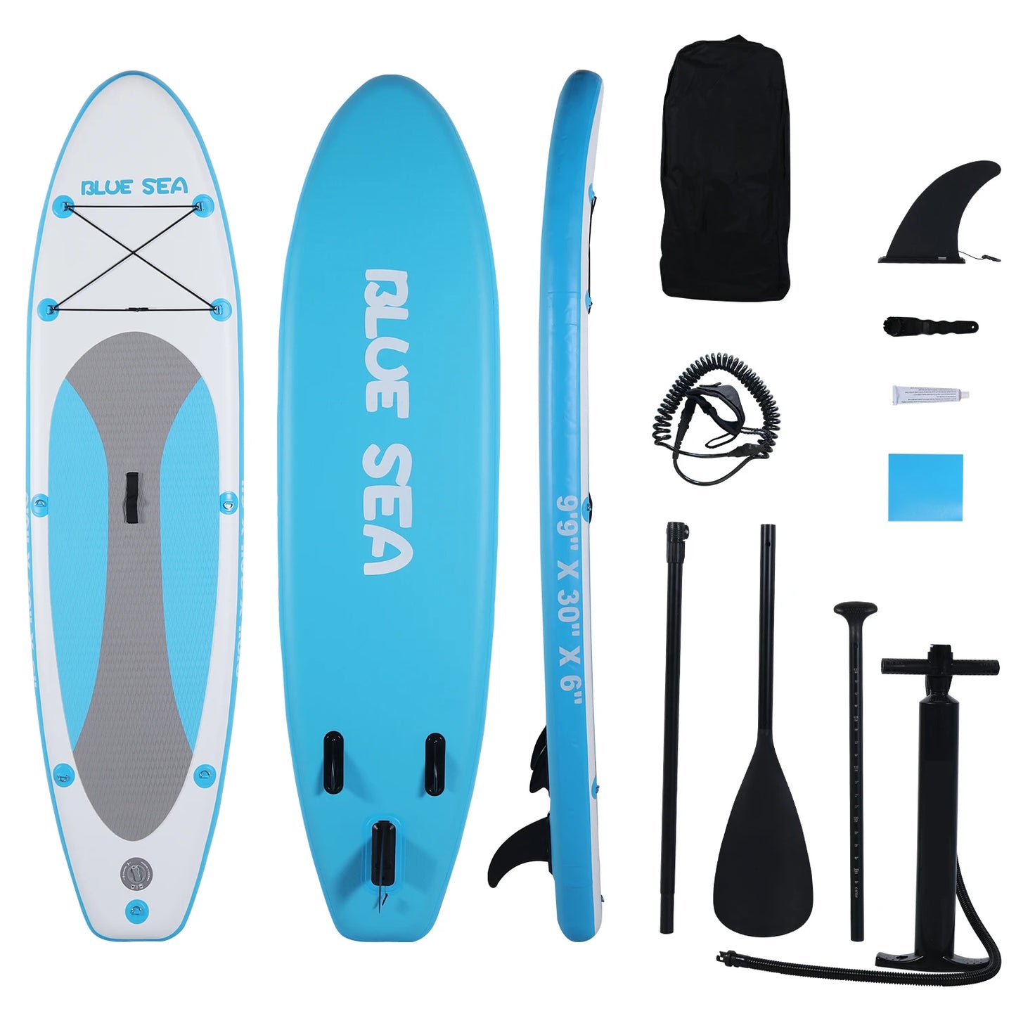 6-Inch Thick Inflatable Stand Up Paddle Board for Youth & Adults with Non-Slip Deck,Adjustable Paddle,Leash,Pump,Fins& Backpack