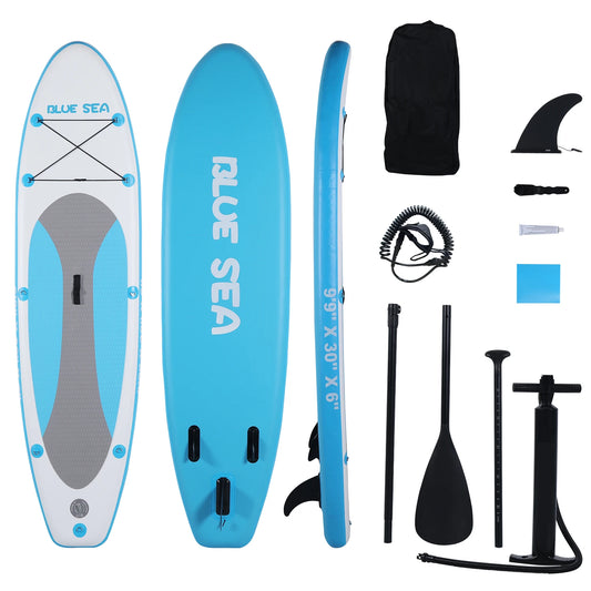 6-Inch Thick Inflatable Stand Up Paddle Board for Youth & Adults with Non-Slip Deck,Adjustable Paddle,Leash,Pump,Fins& Backpack