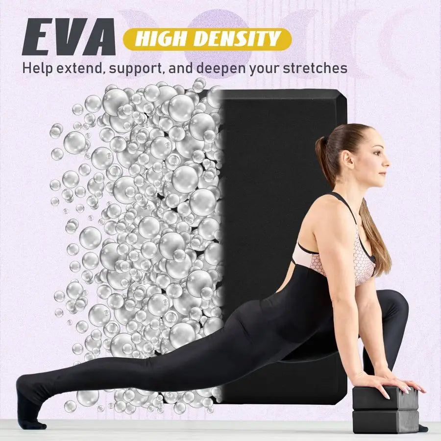 6 Pack Yoga Blocks 9 x 6 x 4 Inch Eva Foam Lightweight Non Slip Yoga Props for Yoga Pilates Stretching Meditation