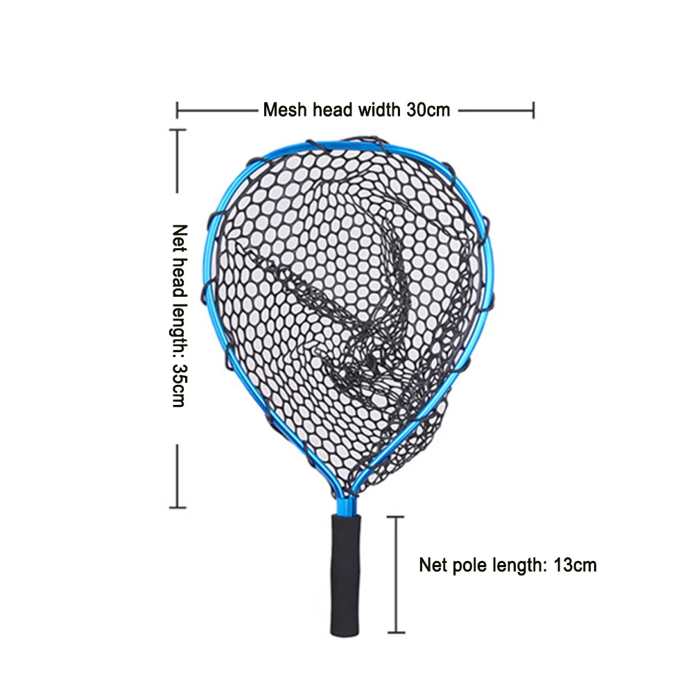 Aluminum Alloy Fishing Net  Fly Fishing Net Soft Rubber Mesh Catch and Release Net with Carabiner Fishing Gifts for Men