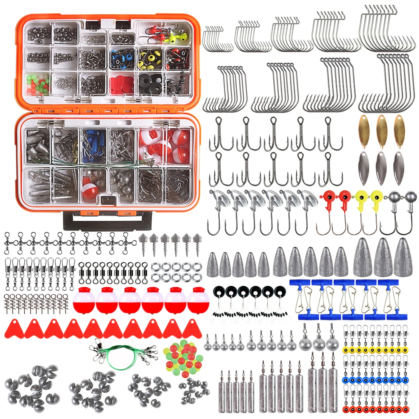 Fishing Parts Fishing Accessories Kit Including Tackle Box Fishing Hooks Weights Jig Heads Barrel Swivels Fishing Tool