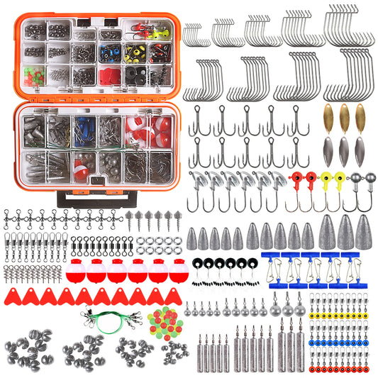 Fishing Parts Fishing Accessories Kit Including Tackle Box Fishing Hooks Weights Jig Heads Barrel Swivels Fishing Tool