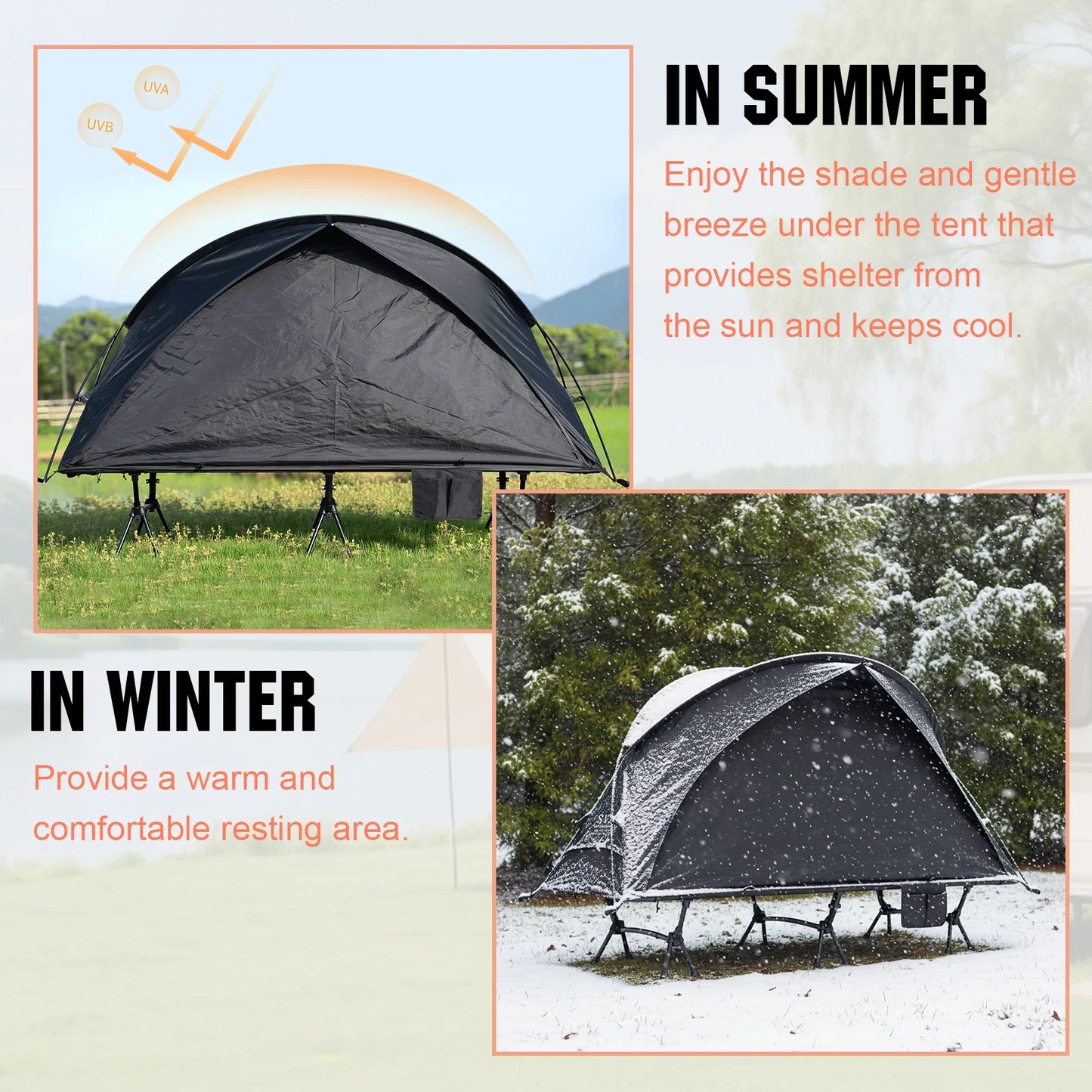 Portable Elevated Camping Tent Set with Storage Bag