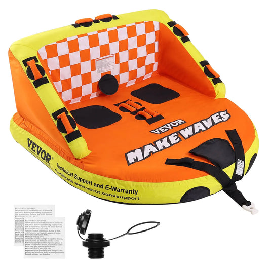 Towable Tube For Boating, 1-2 Riders Inflatable Towable Tubes With Deck Seats And Backrest, 340 Lbs Water Sport Tube For Boat
