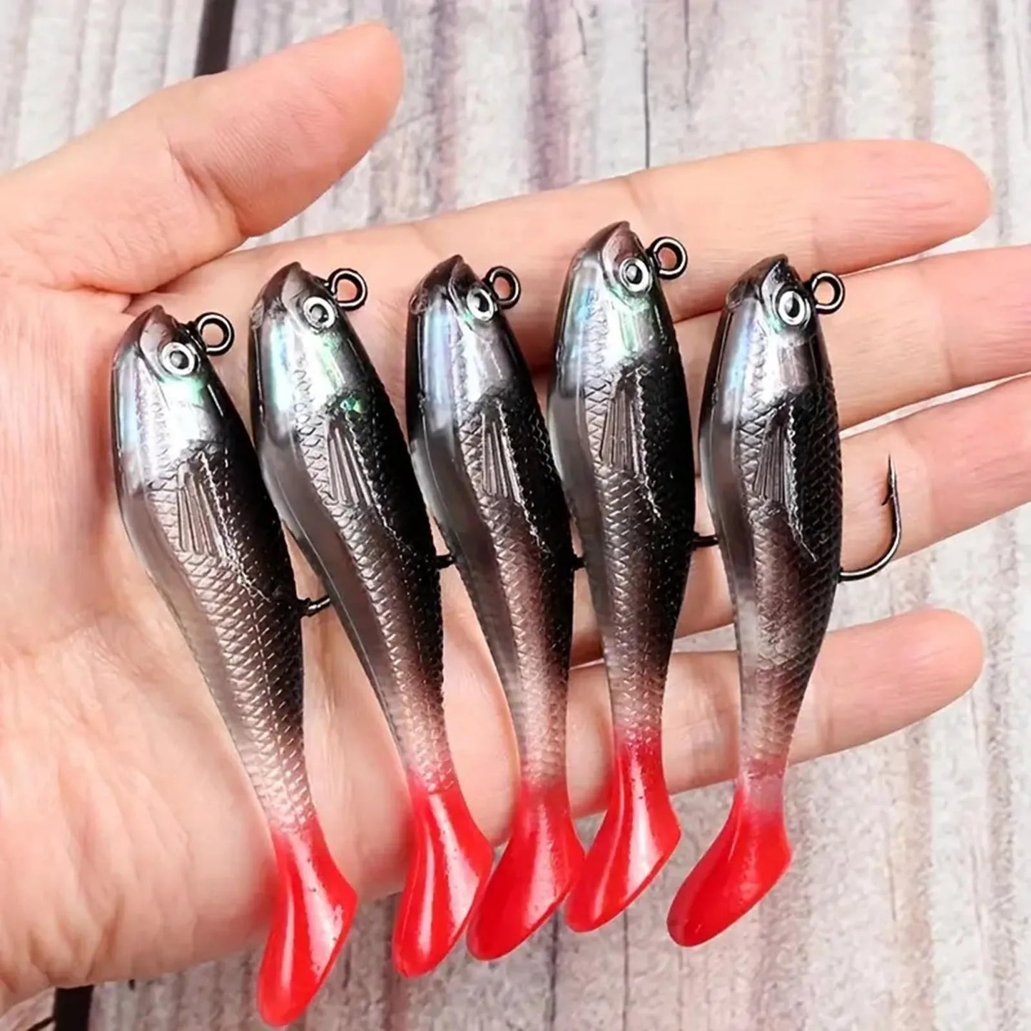 5pcs Soft Artificial Fishing Lures set Good Rigidity No Barbs Lures Bait Kit Suitable for Freshwater Saltwater
