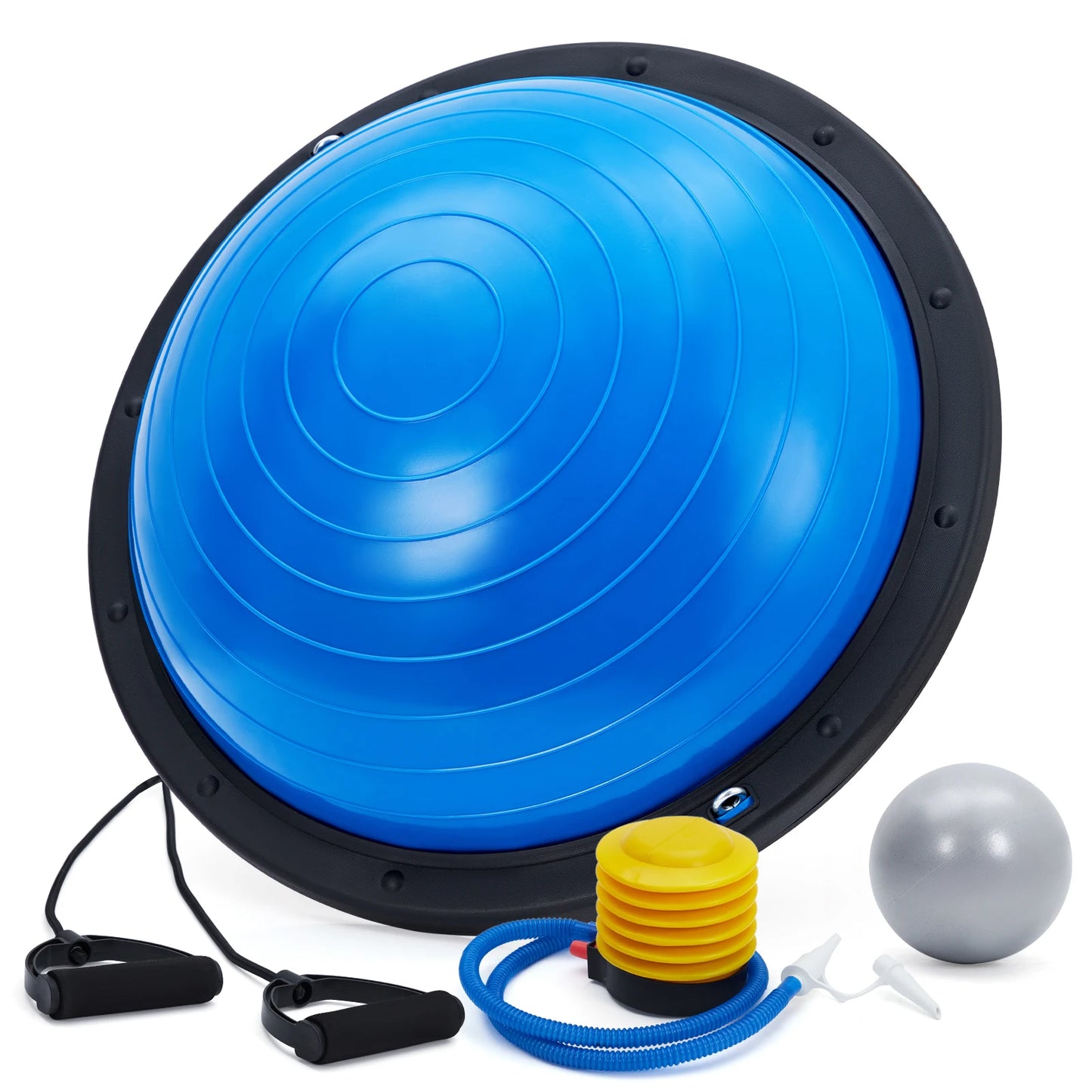 23" Half Balance Ball Trainer Set Non-Slip Core Strength Training Equipment with Resistance Bands & Air Pump for Yoga & Pilates