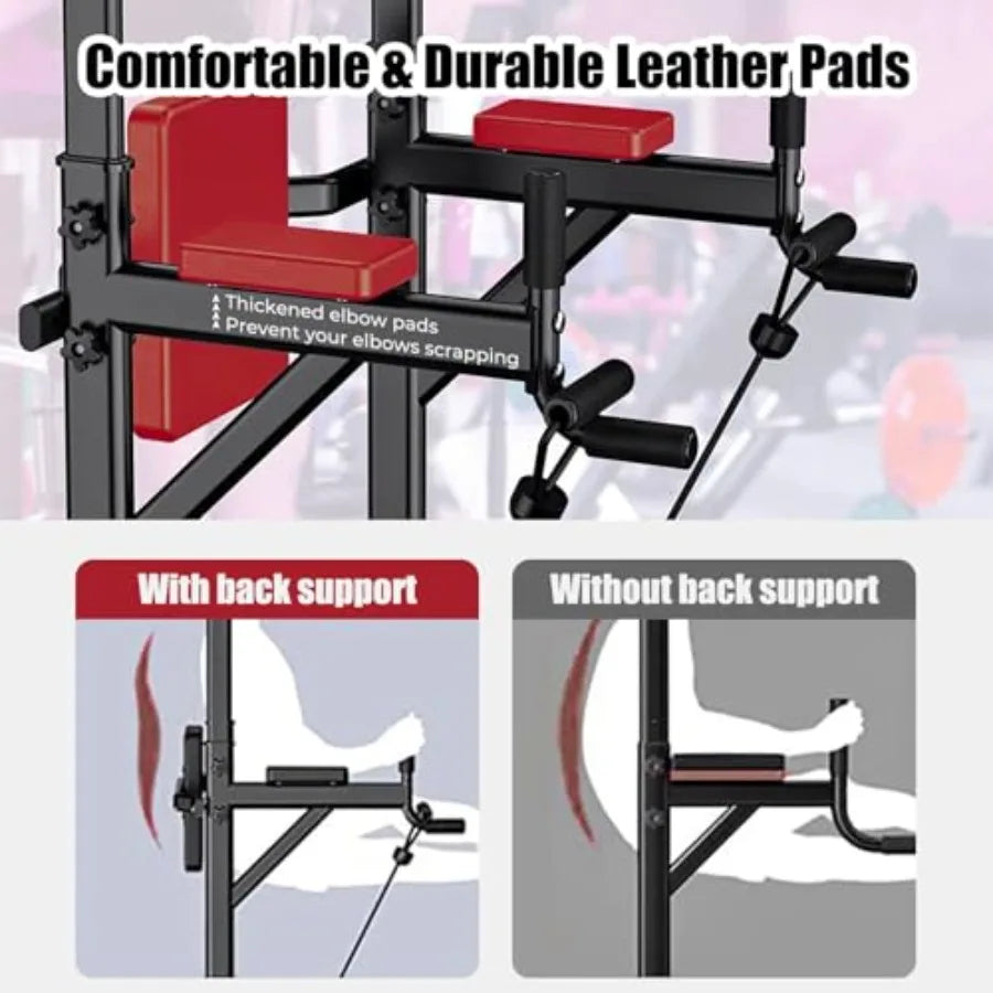 Power Tower Pull Up Bar for Home Gym Multi Functional Adjustable Height Workout Dip Station Strength Training Fitness Equipment