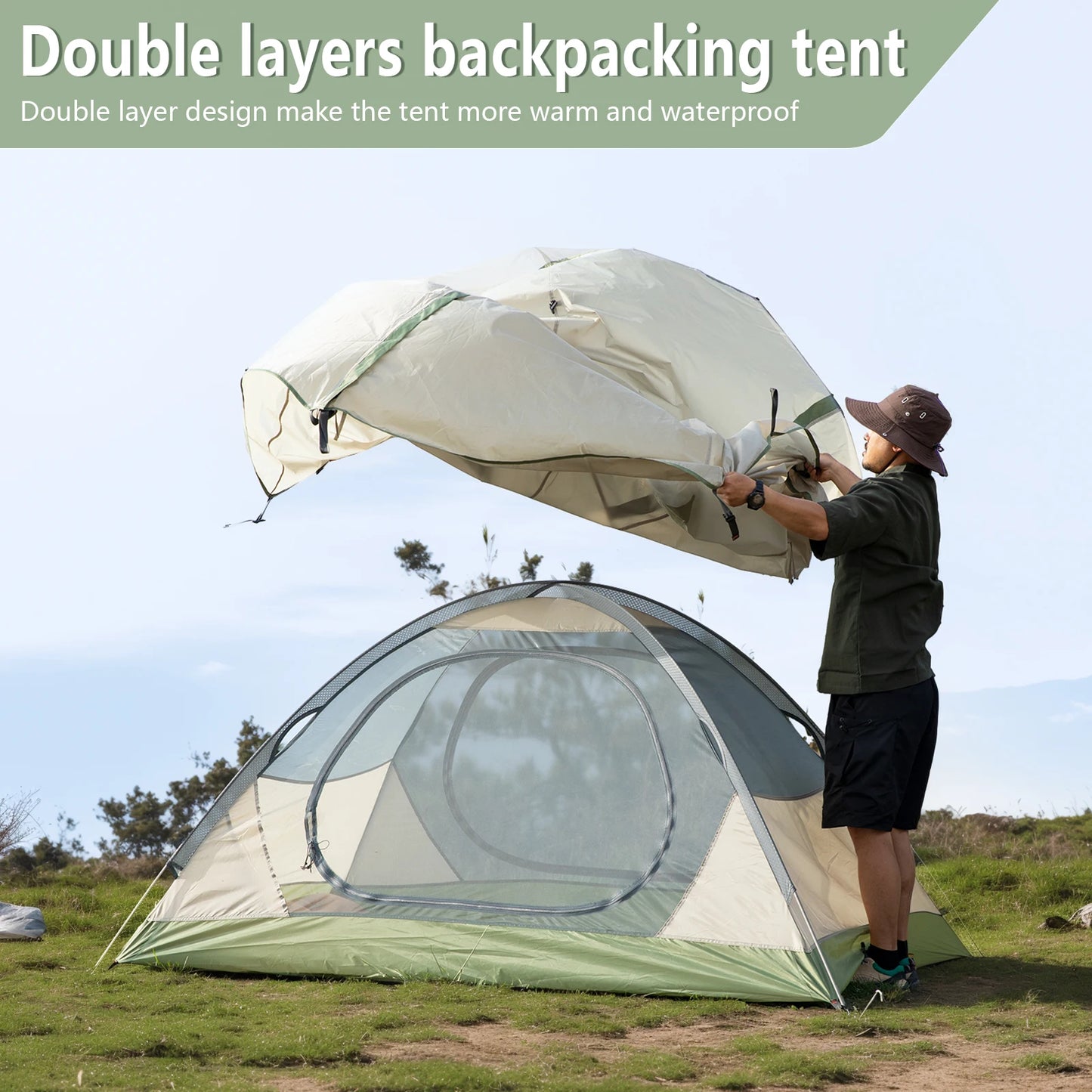 Bisinna Ultralight Outdoor Camping Tent Double Layer Waterproof