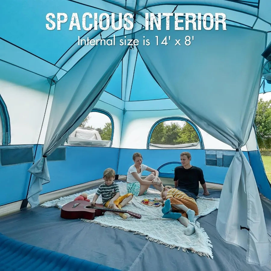 Canvas Family Camping Tent With Waterproof Design And Porch