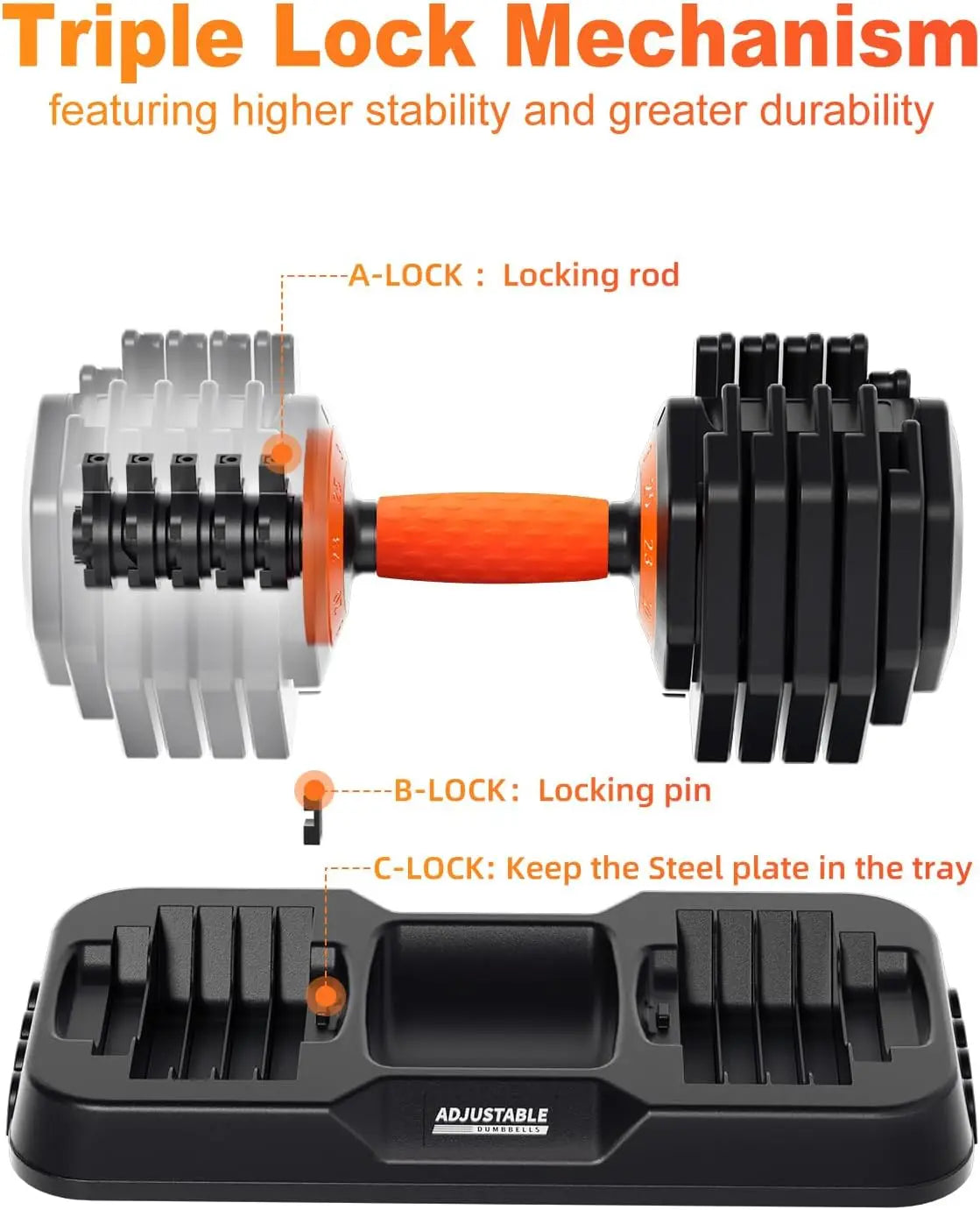 2026 Latest Adjustable Dumbbell Set, 110lb/50lb with Tray, Quick Change for Home Gym Strength Training