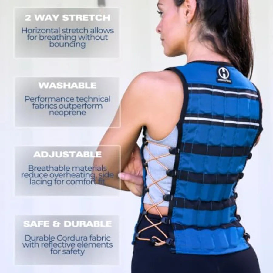 Hyper Vest ELITE Adjustable Weight Vest with Stretch CORDURA Fabric and Thin Steel Weights for Running Strength Endur