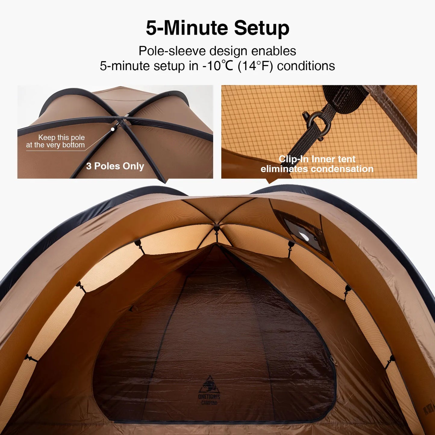 OneTigris Coco Nest Solo Dome Tent with Stove Jack 3000mm Waterproof Camping Hot Tent with Mesh Inner for Bushcraft Glamping