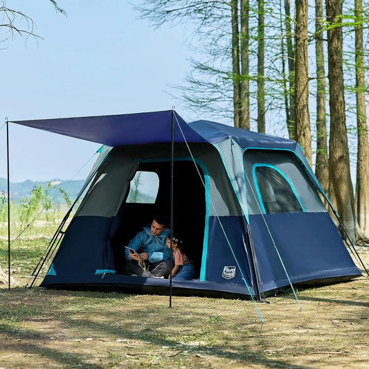 5-6 Person Instant Cabin Tent with Blackout Design, Water-Resistant for Family Camping and Outdoor Adventures