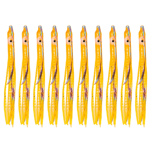 10Pcs Luminous Octopus Skirts Plastic Octopus Trolling Tuna Baits Set Saltwater Fishing Bait for Bass Salmon Trout Tuna Marlin