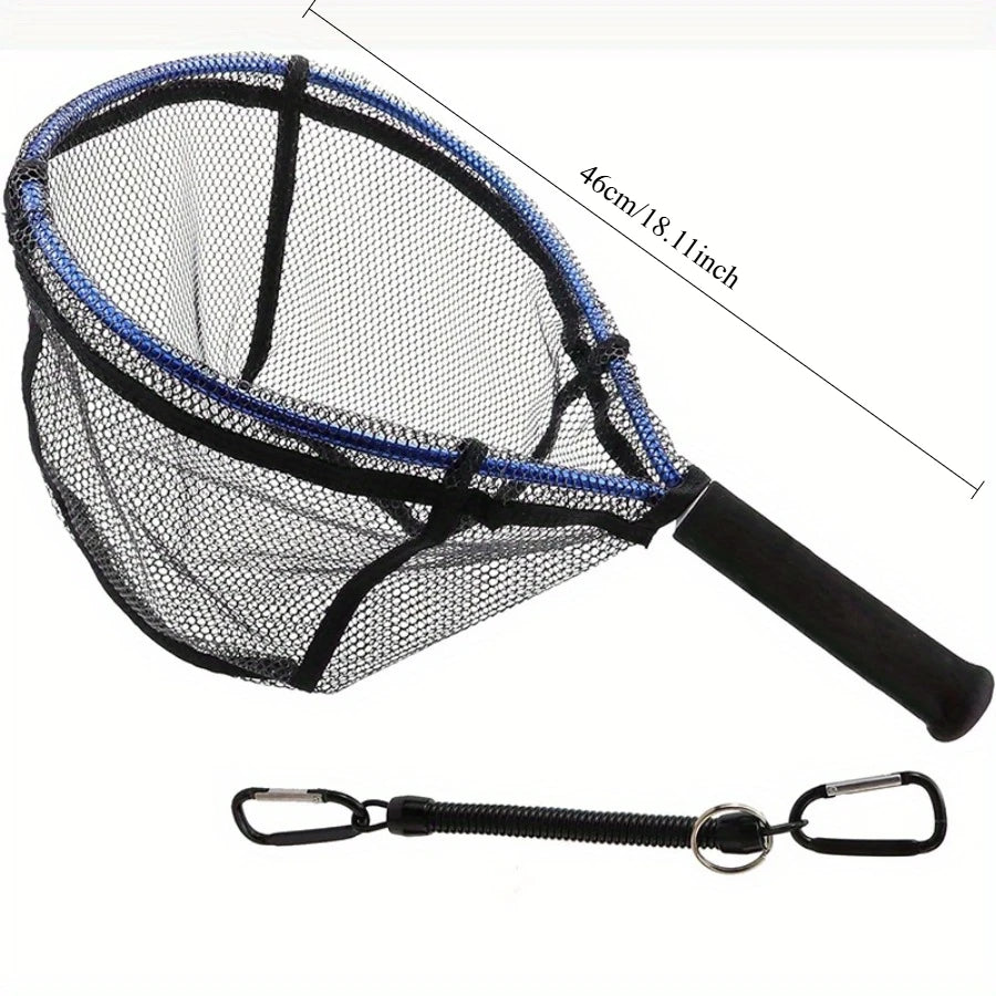 Ackibbik 1pc Fly Fishing Net Trout Net Kayak Fishing Net Freshwater Trout Fishing Landing Net Rubber Mesh for Catch and Release
